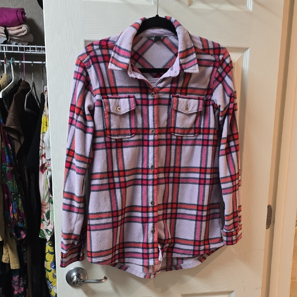 SOLD! Eddie Bauer Red and Black Plaid Fleece Shirt